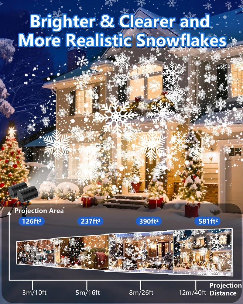 AKSDA Snowflake Christmas Projector Lights Outdoor, 2025 Upgraded Double Head, 360° Rotating, IP65 Waterproof, Timer Function - Holiday, Party, Christmas Decorations & Gifts for Yard, Garden, Indoor - Image 4